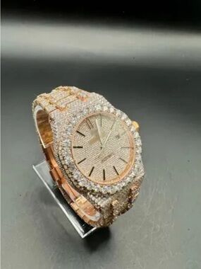 Diamond Pave Rose Gold Tone Men's AP Watch